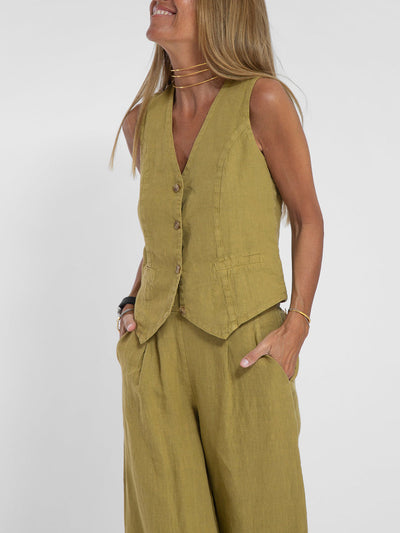 Aira™ - Geknoopte Vest & Brede Pantalon Set