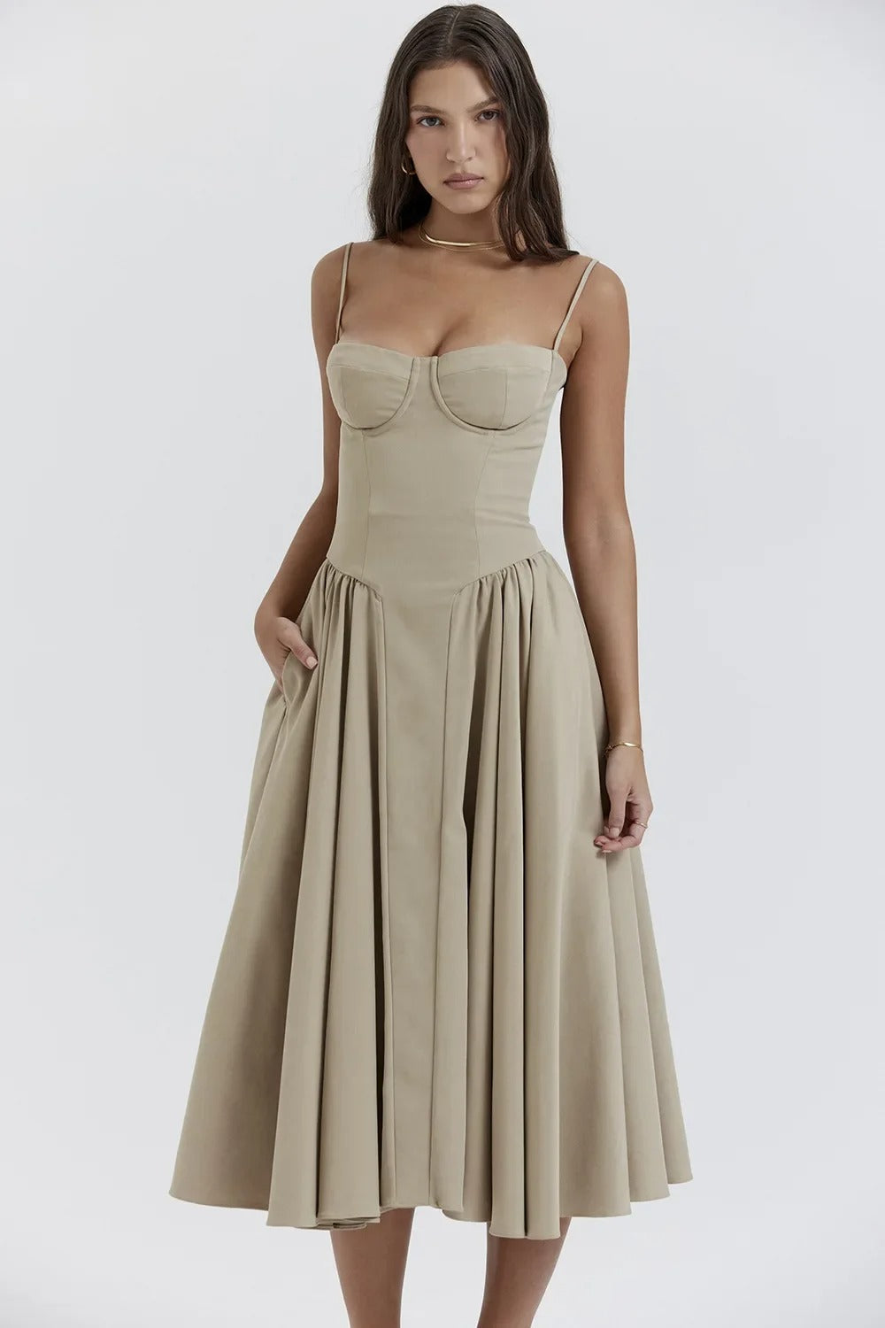 Carla | Mouwloze midi-jurk met corsetpasvorm – Aantrekkelijke pasvorm