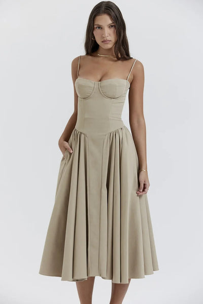 Carla | Mouwloze midi-jurk met corsetpasvorm – Aantrekkelijke pasvorm